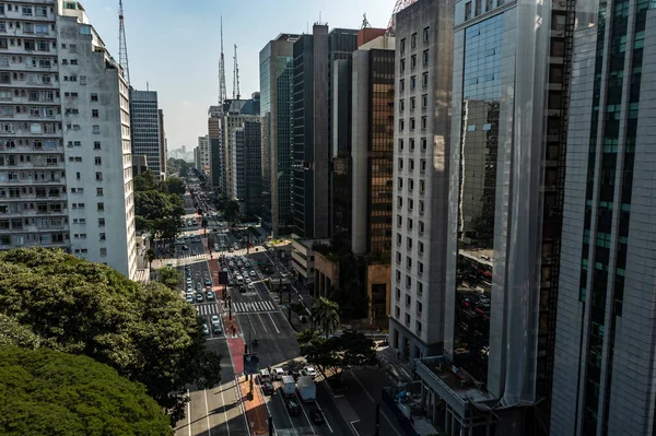 Biznesowe Aleje Sao Paulo Aleja Paulista Brazylia — Zdjęcie stockowe