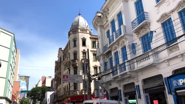 Торговая Улица Сан Паулу Бразилия Улица Аврора — стоковое видео