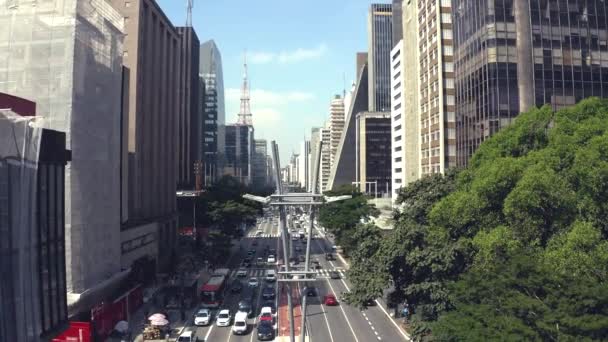 Επιχειρηματικές Λεωφόρους Paulista Avenue Σάο Πάολο Βραζιλία — Αρχείο Βίντεο