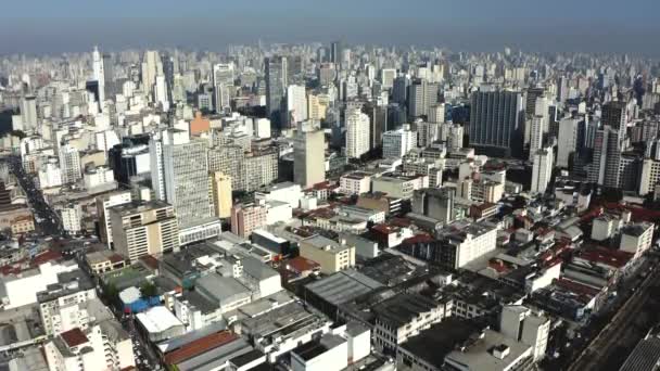 Sao Paulo Brazil Aerial View Downtown District — Vídeos de Stock