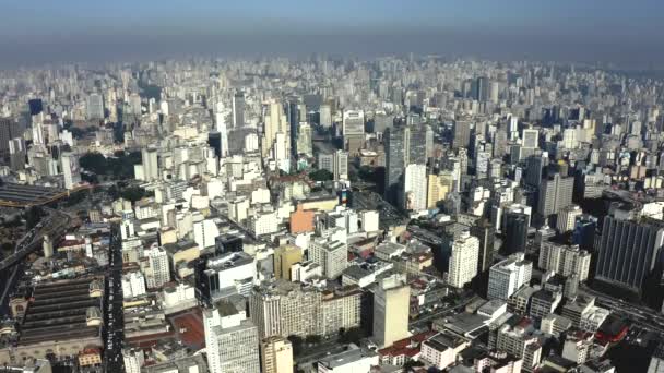 Sao Paulo Brazil Aerial View Downtown District — Stock Video