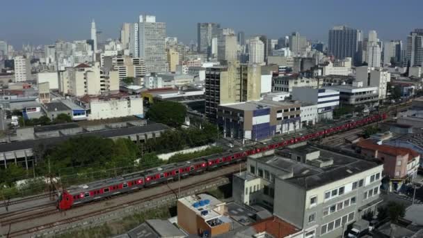 Pasando Tren Tránsito Gran Ciudad Ciudad Sao Paulo Estado Sao — Vídeos de Stock