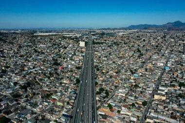 Huge highways in cities. Rio de Janeiro, Nova Iguacu district, Brazil. Presidente Dutra Highway.