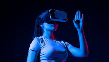 Professional construction engineer woman designing creative digital simulation. Technology futuristic virtual reality design