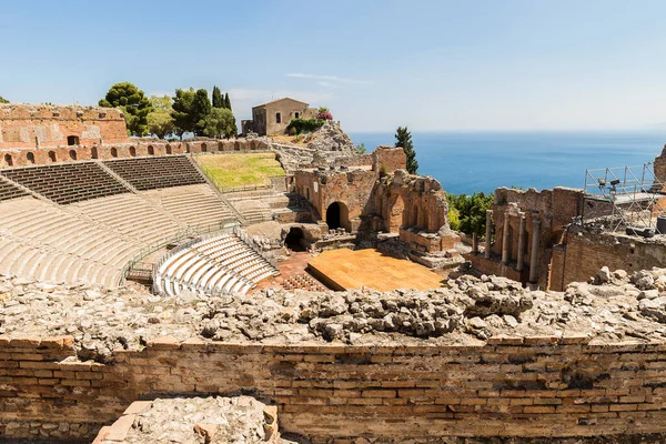 Visões Panorâmicas Belo Teatro Grego Taormina Província Messina Sicília Itália — Fotografia de Stock