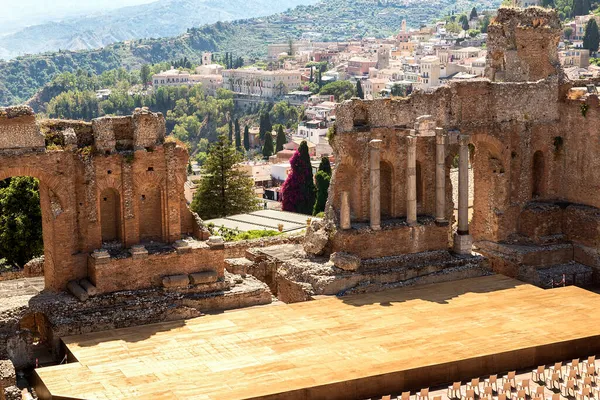 Греческий Театр Таормины Мессине Сицилия Италия Part — стоковое фото