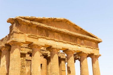 Konkordiya Tapınağı 'nın Güzel Detayları (Tempio della Concordia) Tapınaklar Vadisi, Agrigento, Sicilya, İtalya.
