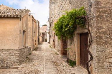 Erice sokakları, Trapani ili, Sicilya, İtalya.