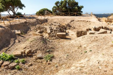 Trapani, Marsala, İtalya 'daki Herkül Tapınağı' nın (Tempio di Ercole) panoramik manzaraları..