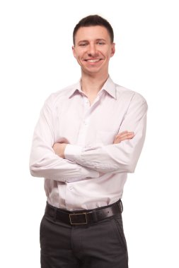 mutlu bir adam beyaz gömlek