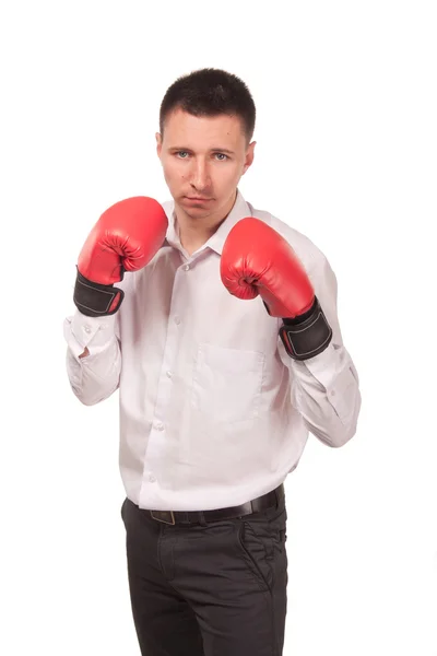 Bisinessman wearing boxing gloves — Stock Photo, Image