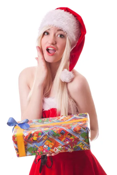 Portrett av en ung, sexy julenissejente – stockfoto