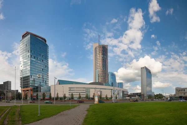 Vilnius, Litvanya, Ağustos 11: 2013 Ağustos gününde gösterilen Vilnius, Litvanya, skyline Finans Merkezi