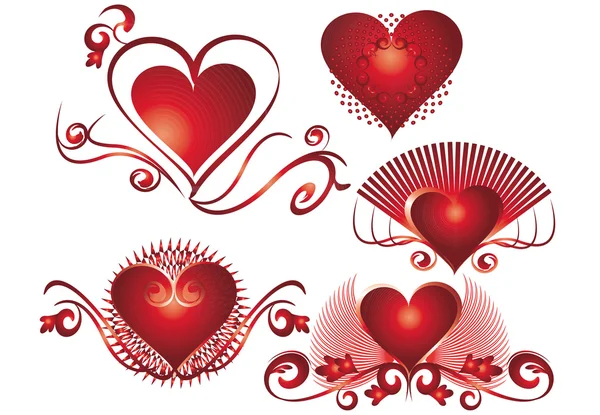 Conjunto de corazones — Vector de stock