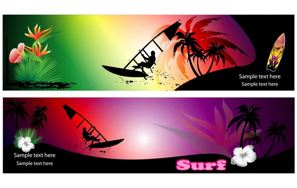 Set of surf banner — Stock Vector