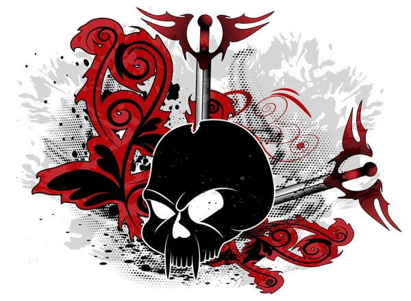 Crâne avec épée — Image vectorielle