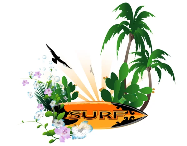 Surf sfondo — Vettoriale Stock
