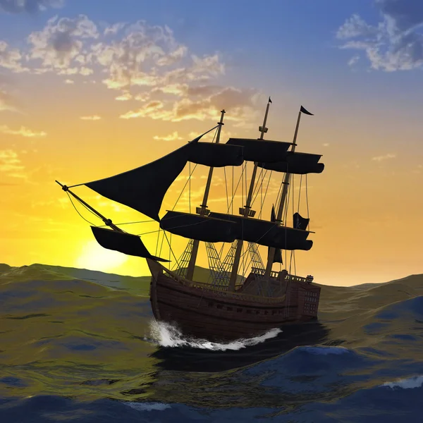 Buque pirata en alta mar —  Fotos de Stock