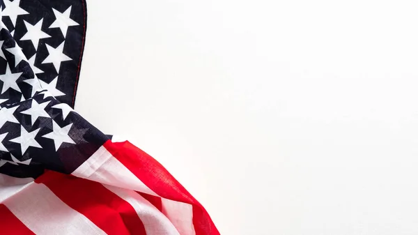 Happy Columbus Day Spandoek Ontwerp Amerikaanse Vlag Witte Achtergrond Vlakke — Stockfoto