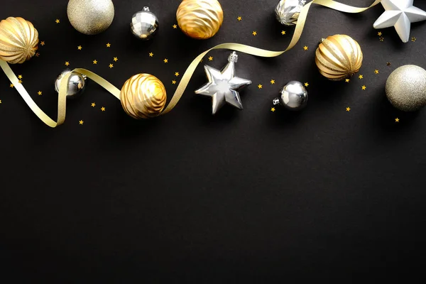 Розкіш Веселого Різдва Веселого Нового Року Вітальний Дизайн Золоті Срібні — стокове фото