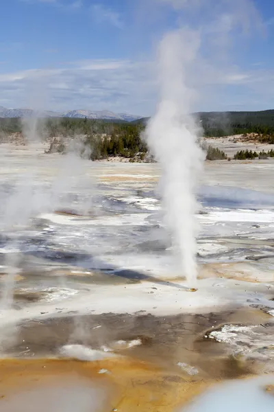 Stoom gaten op porselein bekken, yellowstone — Stockfoto