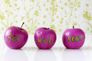Get well soon card with handpainted apples