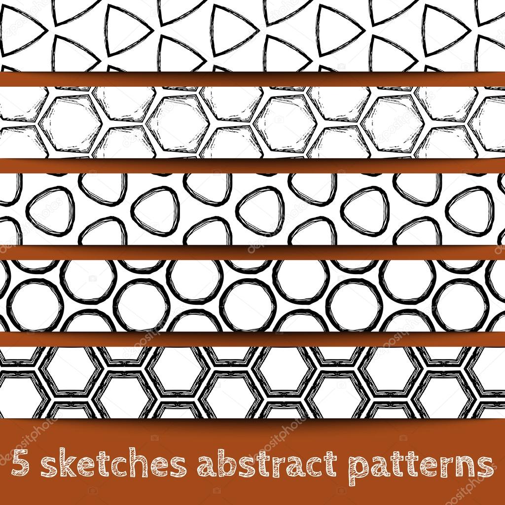 Set of sketches geometric seamless patterns