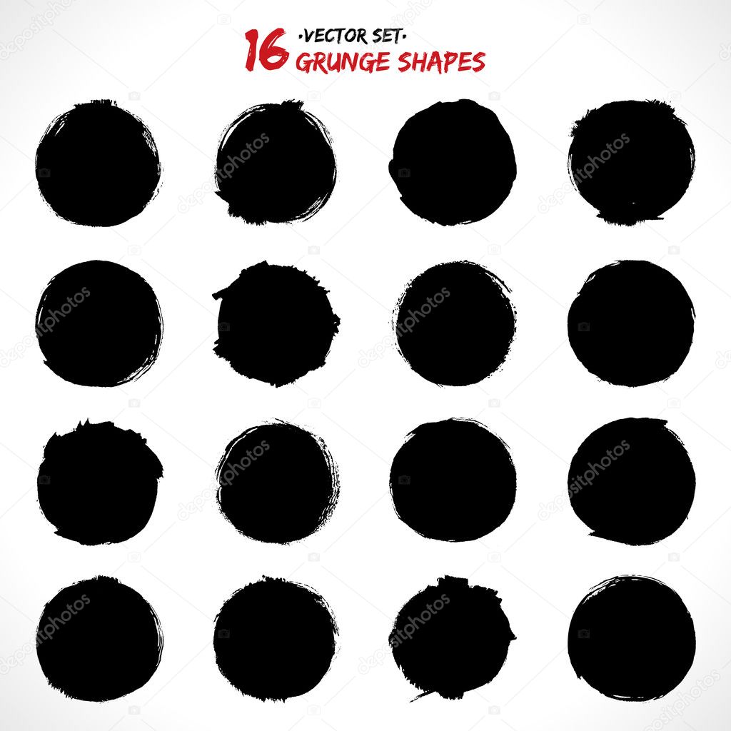 Set of round grunge vector shapes