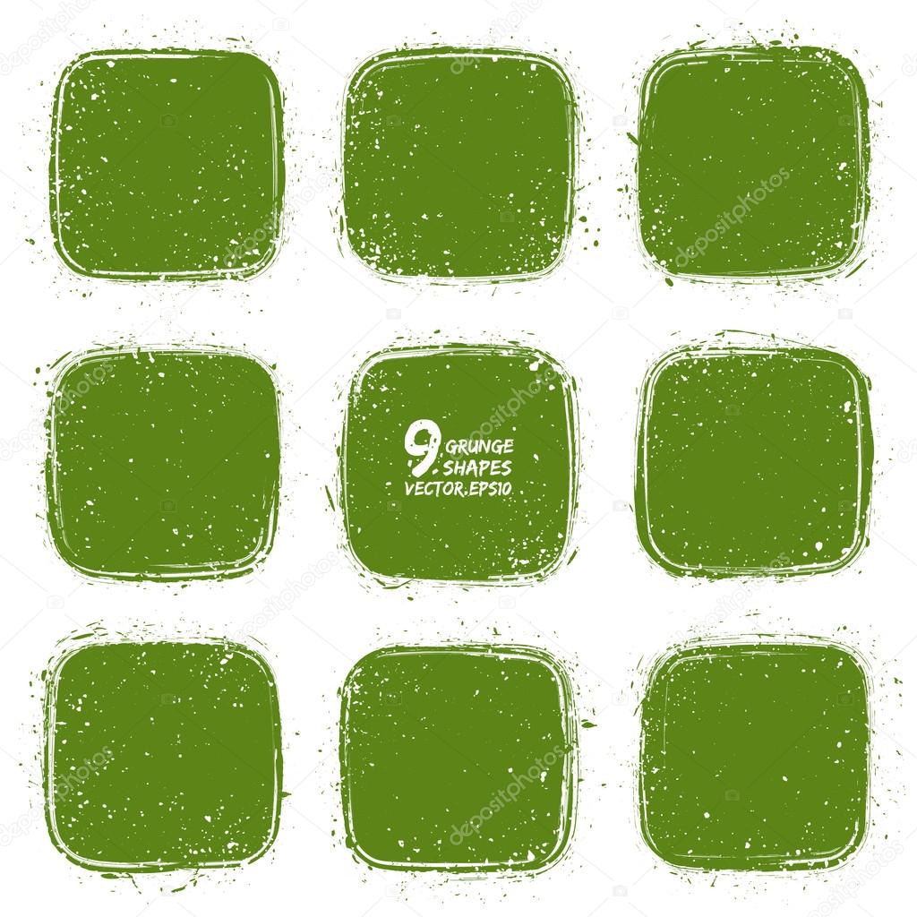 Grunge vector retro green shapes