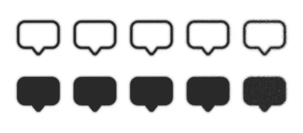 Bolhas de fala em diferentes variações mão estirada Dotwork vetor abstrato formas no branco — Vetor de Stock