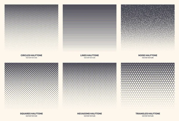 Différentes variations Motif géométrique abstrait de vecteur de texture de bordure demi-teinte — Image vectorielle