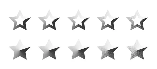 Star Shape Stipple met de wijzers van de klok mee Dotwork textuur set op witte achtergrond — Stockvector