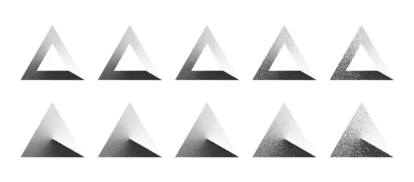 Stippel triangel medurs Gradient Dotwork Textur Set på vit bakgrund — Stock vektor