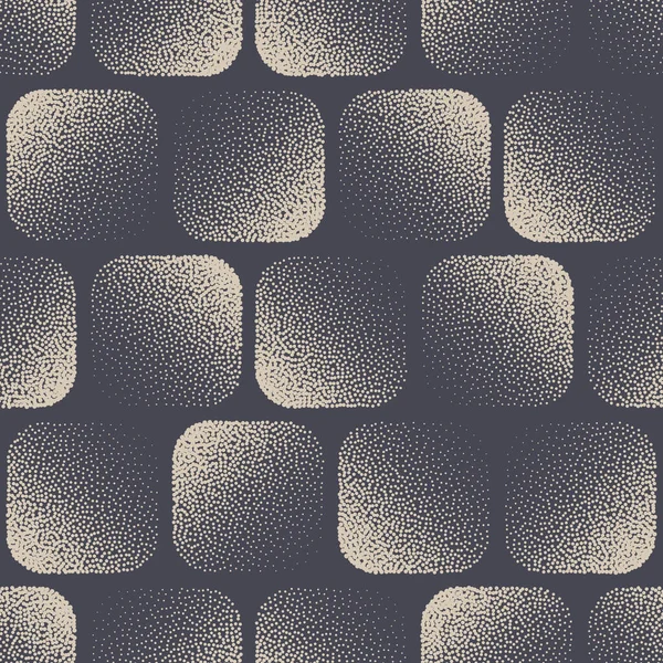 Abgerundete Quadrate Stippled Seamless Pattern Geometric Eleganter Vektorhintergrund — Stockvektor