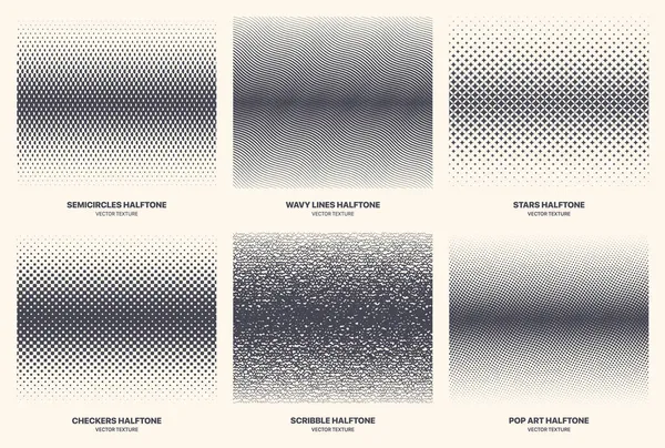 不同的变化现代半调子模式矢量几何隔离纹理集 — 图库矢量图片