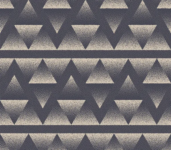 Triangle géométrique décoratif ethnique motif sans couture vectoriel arrière-plan stippled — Image vectorielle