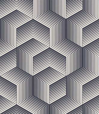 Çizgili Küp Şekli Vektör Kusursuz Desen Geometrik Grafiksel Soyut Arkaplan