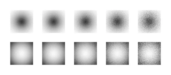 Ręcznie rysowane sztuki Różne punktowane gradienty promieniowe Wektor zestaw izolowane na białym — Wektor stockowy