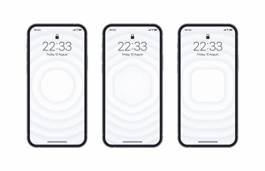 Fotorealistik Akıllı Telefon Ekranında Farklı Beyaz Geometrik Duvar Kağıdı