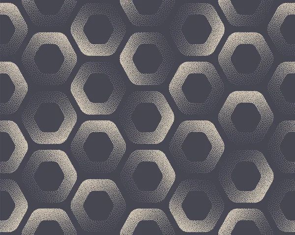 Modèle sans couture rétro des années 60 contour arrondi hexagone abstrait fond vectoriel — Image vectorielle