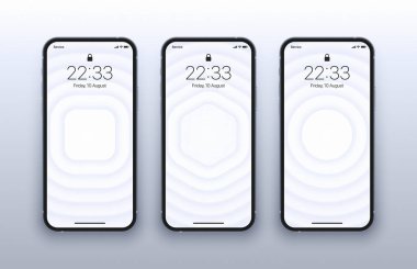 Fotorealistik Akıllı Telefon Ekranında Farklı Beyaz Geometrik Duvar Kağıdı