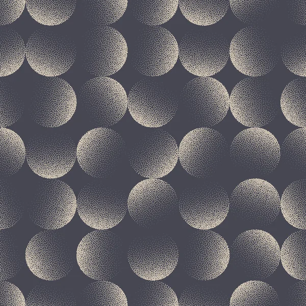 Circles Seamless Pattern Vector Stippled Abstract Background — Stock vektor
