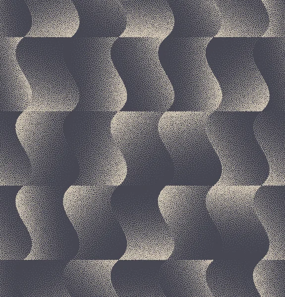 Stippled Wavy Structure Seamless Pattern Patchwork Vector Abstract Background — Stockvektor