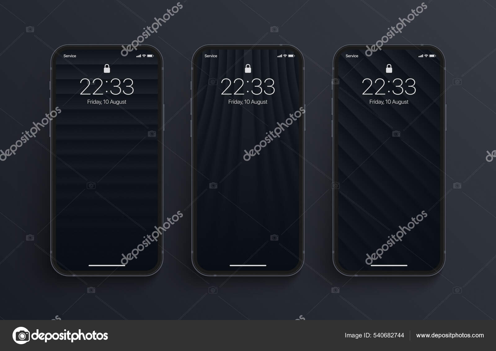 Different Black Geometric Wallpaper Set On Photorealistic Smartphone Screen  Stock Vector Image by ©yamonstro #540682744