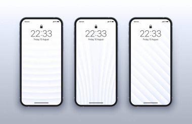 Fotorealistik Akıllı Telefon Ekranında Farklı Beyaz Geometrik Duvar Kağıdı