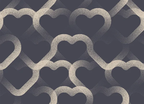 Día de San Valentín moderno fondo Vector Stipple corazón tejiendo patrón sin costuras — Vector de stock