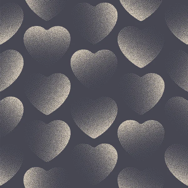 Día de San Valentín estético fondo Vector punteado corazón clásico patrón sin costuras — Archivo Imágenes Vectoriales