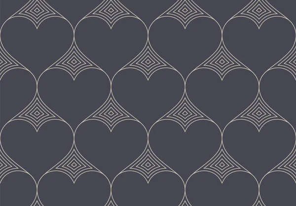 Vector Elegante Art Deco Linear Heart Lattice Naadloos patroon Abstract Wallpaper — Stockvector