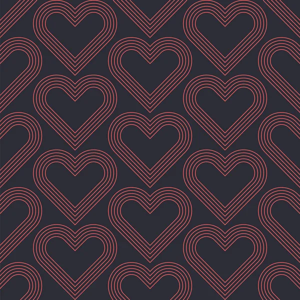 Фон дня святого Валентина Векторные линейные сердца Абстрактный современный бесшовный шаблон — стоковый вектор