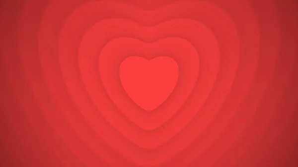 Forma de coração arredondado 3D camadas vermelho abstrato desfocado fundo de arte minimalista — Vetor de Stock